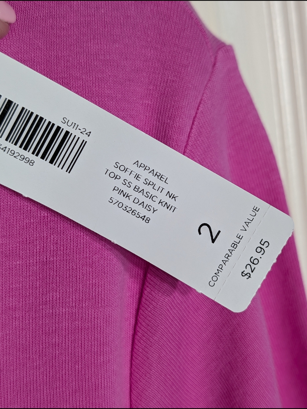 CHICO'S Pink Split Neck Short Sleeve Tee - Picture 4 of 4